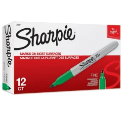 Markers|Sharpie Permanent Marker, Fine Point, Green, 12/Pack (SAN30004-12)