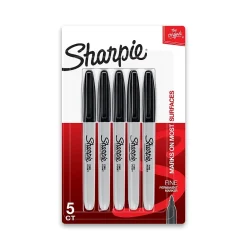 Markers|Sharpie Permanent Marker, Fine Tip, , 5/Pack (30665) Black