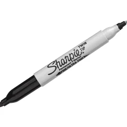 Markers|Sharpie Permanent Marker, Twin Tip, Black Ink, 2/Pack (32162)