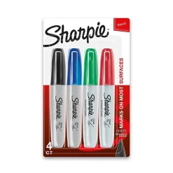 Markers|Sharpie Permanent Marker, Chisel Tip, Assorted, 4/Set (38254PP/2184826) Assorted Colors