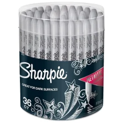 Markers|Sharpie Permanent Marker, Fine Tip, Metallic Silver, 36/Pack (9597)