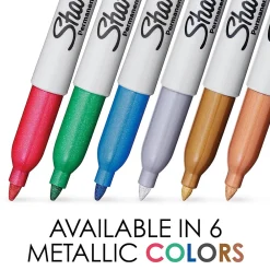 Markers|Sharpie Permanent Markers, Fine Tip, Assorted Metallic, 6/Pack (2029678) Assorted Metallics NEW