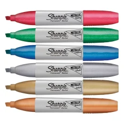 Markers|Sharpie Permanent Markers, Chisel Tip, Assorted Metallic, 6/Pack (2089634)
