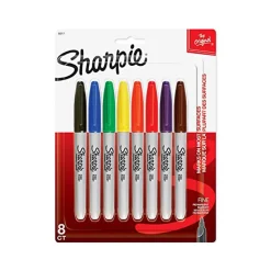 Markers|Sharpie Permanent Markers, Fine Tip, Assorted Colors, 8/Pack (30217)