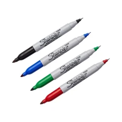 Markers|Sharpie Permanent Markers, Twin Tip, Assorted, 4/Pack (32174) Assorted Colors