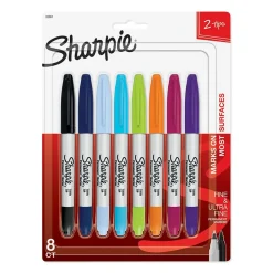 Markers|Sharpie Permanent Markers, Twin Tip, Assorted, 8/Pack (33861)