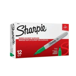 Markers|Sharpie Permanent Markers, Fine Tip, , 12/Pack (30004) Green