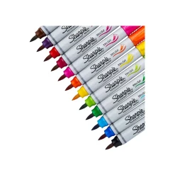 Markers|Sharpie Permanent Markers, Brush Tip, Assorted, 12/Pack (1810704)