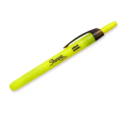 Highlighters|Sharpie Retractable Highlighter, Chisel Tip, Yellow, Dozen (28025)