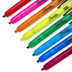 Highlighters|Sharpie Retractable Highlighter, Chisel Tip, Assorted, 8/Pack (28101)