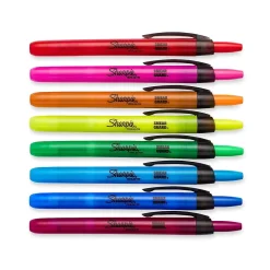 Highlighters|Sharpie Retractable Highlighter, Chisel Tip, Assorted, 8/Pack (28101)