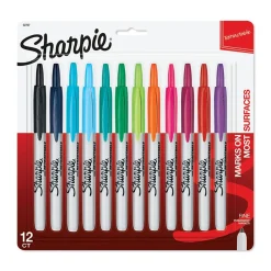 Markers|Sharpie Retractable Permanent Markers, Fine Tip, Assorted, 12/Pack (32707) Assorted Colors