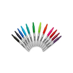 Markers|Sharpie Retractable Permanent Markers, Fine Tip, Assorted, 12/Pack (32707) Assorted Colors