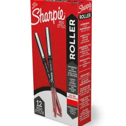 Pens|Sharpie Rollerball Pen, Needle Point Precision Pen, Red Ink, Dozen (2093226)