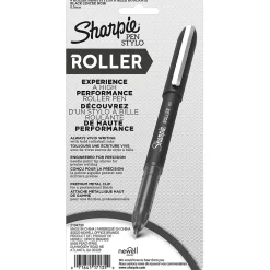 Pens|Sharpie Rollerball Pens, 0.5 mm, Needle Point, Black Ink, 4/Pack (2093222)