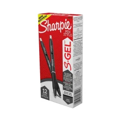 Pens|Sharpie S-Gel Retractable Gel Pens, Fine Point, 0.5mm, Ink, Dozen (2096145) Black