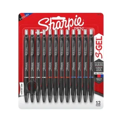 Pens|Sharpie S-Gel Retractable Gel Pens, Medium Point, 0.7mm, Assorted Ink, Dozen (2096153)