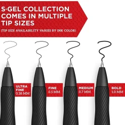 Pens|Sharpie S-Gel Retractable Gel Pen, Ultra Fine Point, Black Ink, 4/Pack (2141125)
