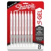 Pens|Sharpie S-Gel Retractable Gel Pen, Medium Point, 0.7mm, Black Ink, 8/Pack (2169762)
