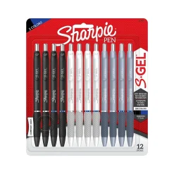 Pens|Sharpie S-Gel Retractable Gel Pen, Medium Point, Assorted Ink, Dozen (2129832)