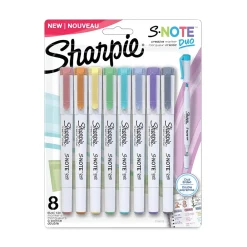 Markers|Sharpie ® S-Note Creative Markers, Assorted Ink Colors, Bullet/Chisel Tip, White Barrel, 8/Pack (2154173)