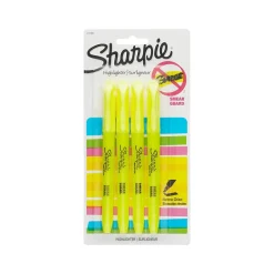 Highlighters|Sharpie Stick Pocket Highlighter, Chisel Tip, Yellow, 4/Pack (1770695)