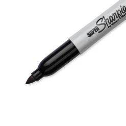 Markers|Sharpie Super Permanent Markers, Fine Tip, Black, 6/Pack (33666)
