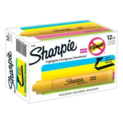 Highlighters|Sharpie Tank Highlighter, Chisel Tip, Yellow, Dozen (25005)
