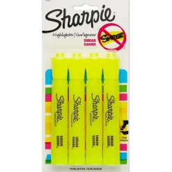 Highlighters|Sharpie Tank Highlighter, Chisel Tip, Fluorescent Yellow, 4/Pack (25164)