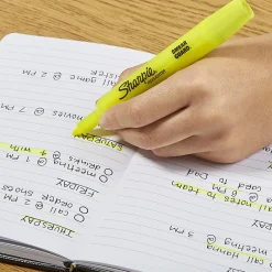 Highlighters|Sharpie Tank Highlighter, Chisel Tip, Fluorescent Yellow, 4/Pack (25164)