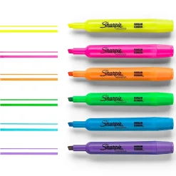 Highlighters|Sharpie Tank Highlighter, Chisel Tip, Fluorescent Yellow, 4/Pack (25164)