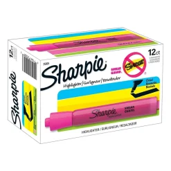 Highlighters|Sharpie Tank Highlighter, Chisel Tip, Pink, Dozen (25009)