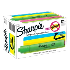 Highlighters|Sharpie Tank Highlighter, Chisel Tip, Fluorescent Green, Dozen (25026)