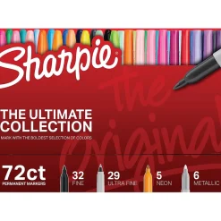 Markers|Sharpie The Ultimate Collection Permanent Markers, Assorted Tips, Assorted Colors, 72/Pack (1983254)