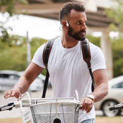 OpenMove Bone-Conduction Open-Ear Lifestyle Headphones with Microphones, White (S661-ST-WT-US)<Shokz Clearance