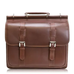 MANAROLA, SIGNORINI, Oil Pull-Up Leather, Double Compartment Laptop Briefcase, Cognac (25594)<Siamod New