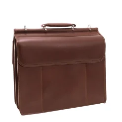 MANAROLA, SIGNORINI, Oil Pull-Up Leather, Double Compartment Laptop Briefcase, Cognac (25594)<Siamod New