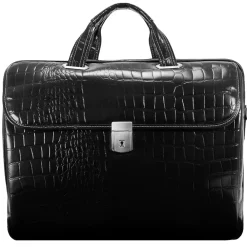 MONTEROSSO, IGNOTO, Embossed Crocco Leather, Large Ladies Laptop Briefcase, Black (35515)<Siamod Hot