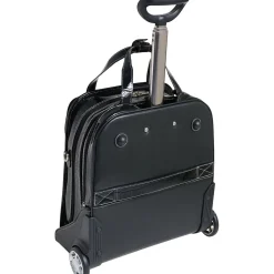 Siamod MONTEROSSO, NOVEMBRE, Embossed Crocco Leather, Ladies Patented Detachable -Wheeled Laptop Briefcase, Black (35325)<McKlein