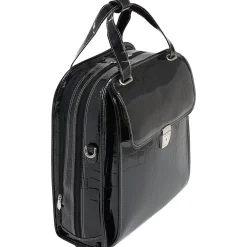Siamod MONTEROSSO, NOVEMBRE, Embossed Crocco Leather, Ladies Patented Detachable -Wheeled Laptop Briefcase, Black (35325)<McKlein