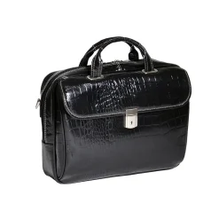MONTEROSSO, SERVANO, Embossed Crocco Leather, Tablet Briefcase, Black (35535)<Siamod
