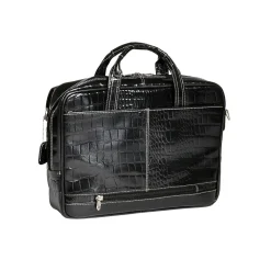 MONTEROSSO, SERVANO, Embossed Crocco Leather, Tablet Briefcase, Black (35535)<Siamod
