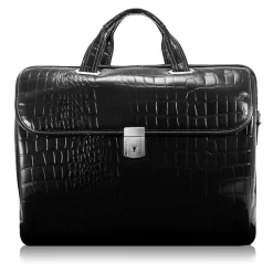 MONTEROSSO, SETTEMBRE, Embossed Crocco Leather, Medium Ladies Laptop Briefcase, Black (35525)<Siamod Online