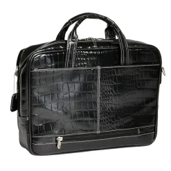 MONTEROSSO, SETTEMBRE, Embossed Crocco Leather, Medium Ladies Laptop Briefcase, Black (35525)<Siamod Online