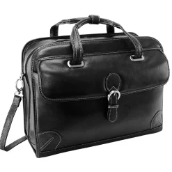Siamod VERNAZZA, CARUGETTO, Napa Cashmere Leather, Patented Detachable -Wheeled Laptop Briefcase, Black (45295)<McKlein Online