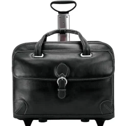 Siamod VERNAZZA, CARUGETTO, Napa Cashmere Leather, Patented Detachable -Wheeled Laptop Briefcase, Black (45295)<McKlein Online