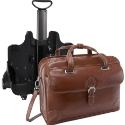 Siamod VERNAZZA, CARUGETTO, Napa Cashmere Leather, Patented Detachable -Wheeled Laptop Briefcase, Cognac (45294)<McKlein Hot