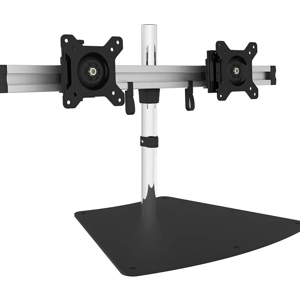 Sale SIIG Easy-Adjust Dual Monitor Desk Stand Adjustable, Up to 27", Silver/Black (CEMT2011S1)