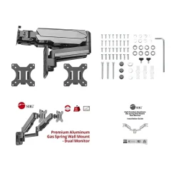 Outlet SIIG High Premium Aluminum Gas Spring Wall Mount Dual Monitor 17