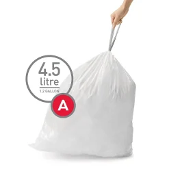 1.2 Gallon Trash Bag, Low Density, White (CW0250)<simplehuman Outlet